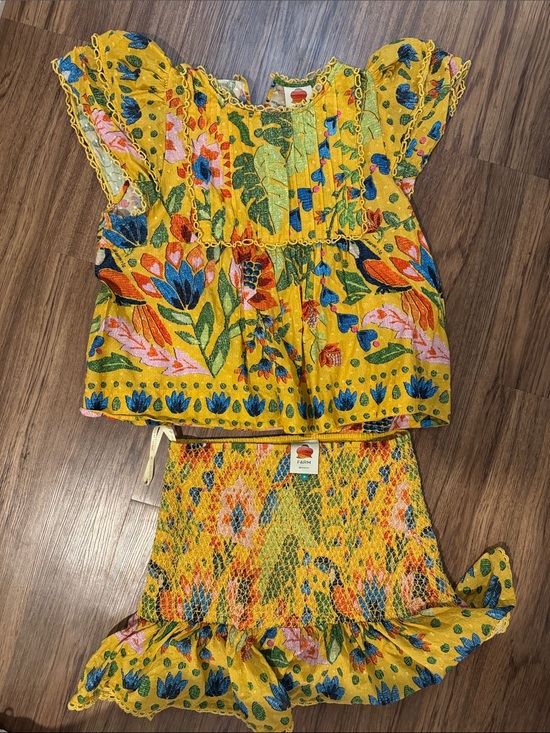 FARM Rio Dresses & Skirts - FARM Rio Yellow Floral Smocked Set with Ruffle Top